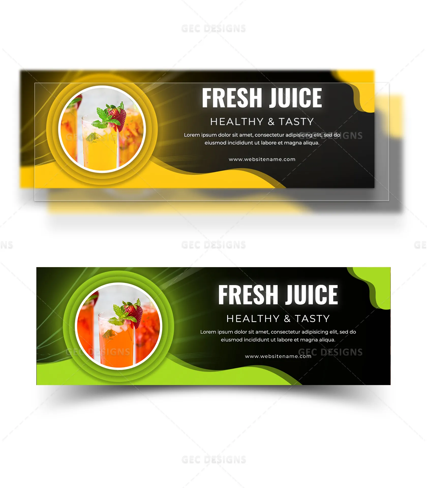 Fresh Juice Twitter Cover Template, Healthy Drink Banner PSD for X Profile Promotion