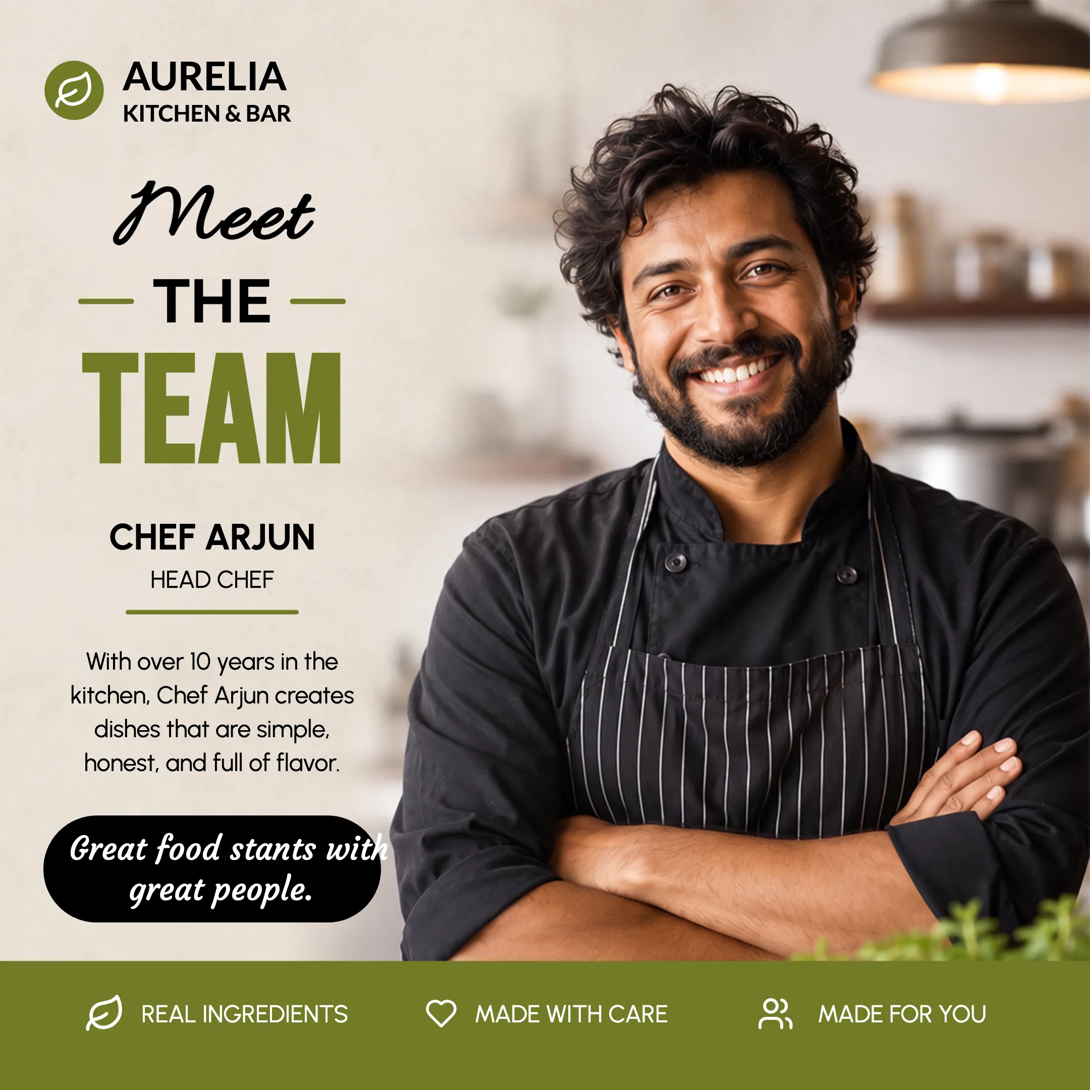 Meet Our Chef Restaurant Team Introduction Template