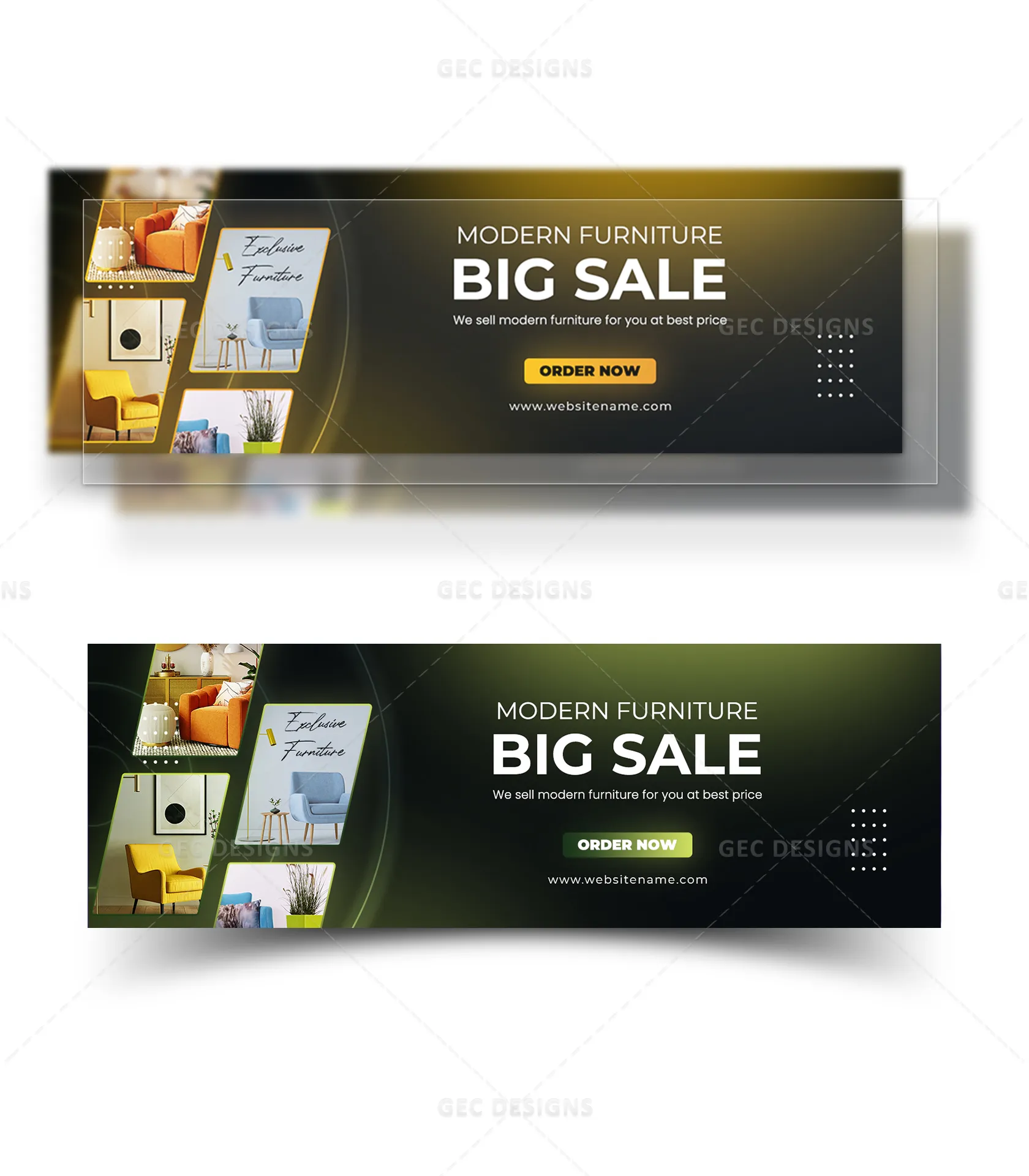 Modern Furniture Twitter Cover Template, Multi-Image Big Sale PSD Banner for X Profile