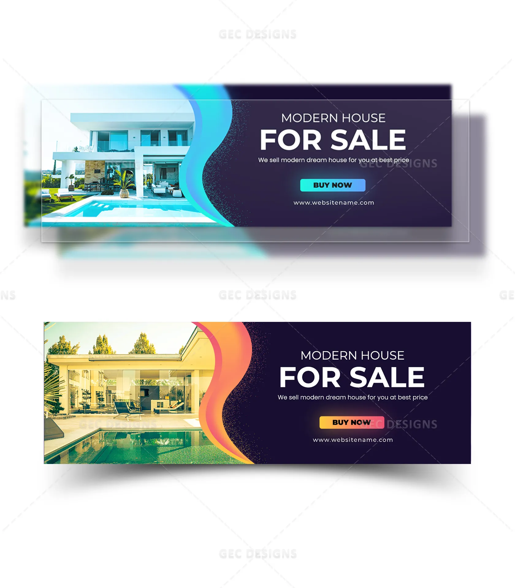 Real Estate Twitter Cover Template, Modern House for Sale Banner PSD for X Profile