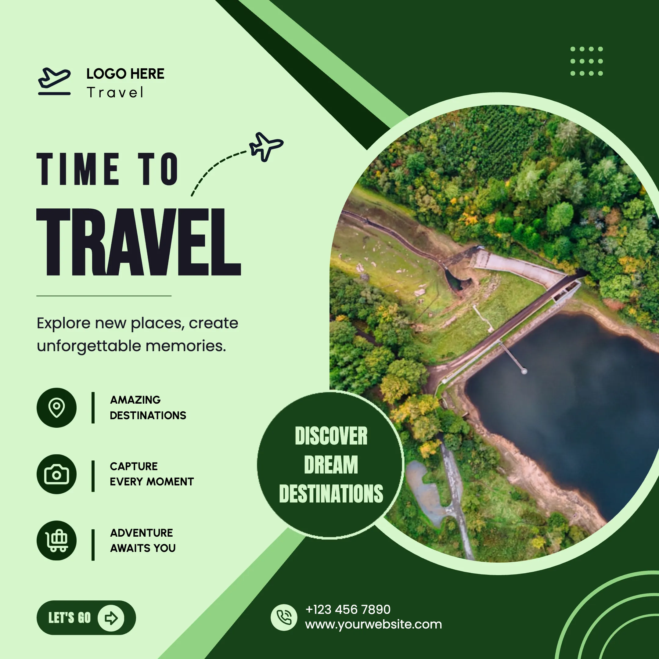 Time to Travel Adventure Destination Social Media Post