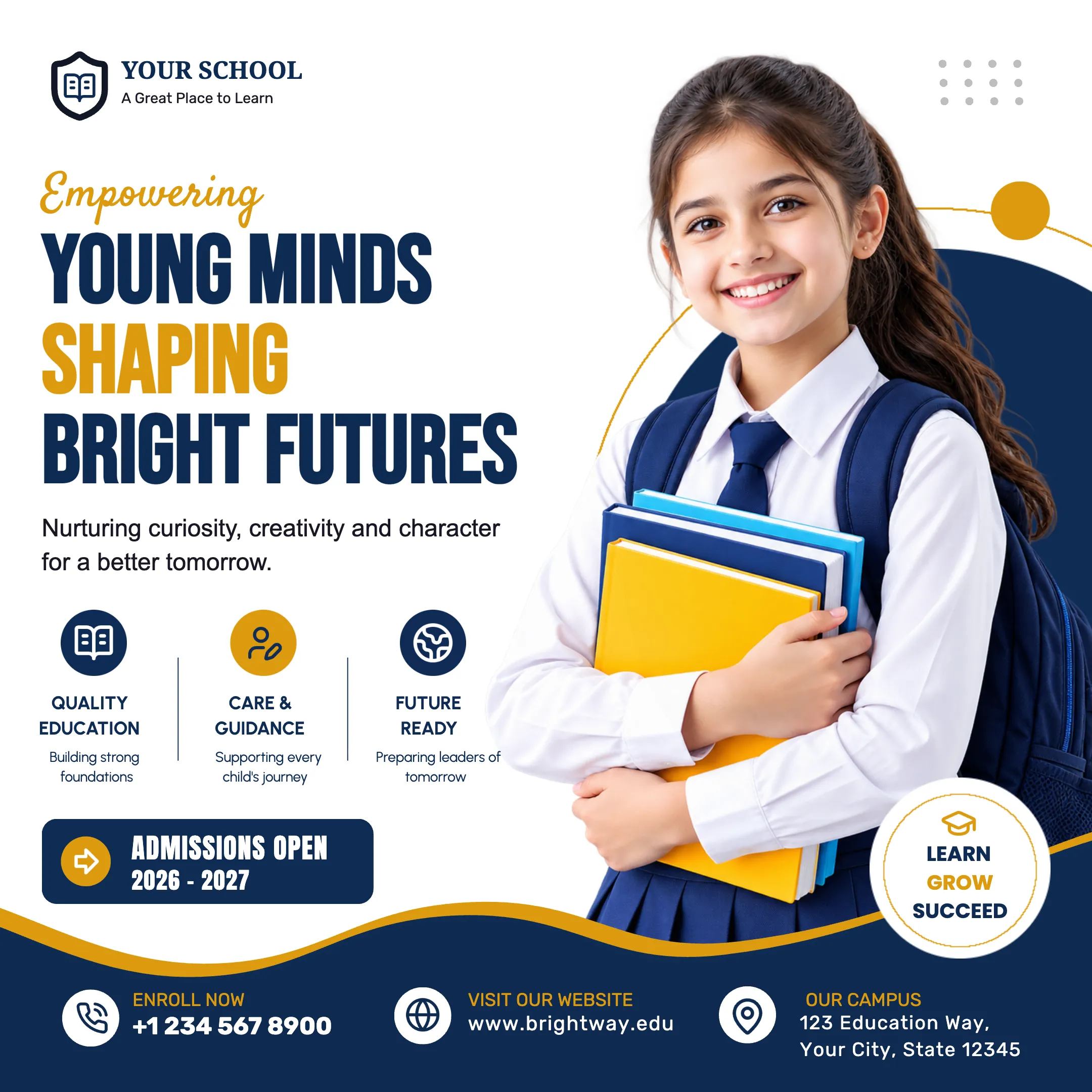 Young Minds School Admissions Social Media Poster Template