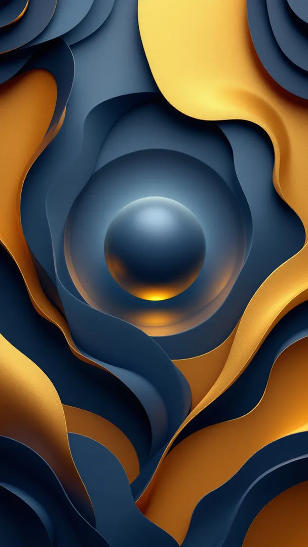 Blue Gold iPhone Live Wallpaper with Layered Abstract Motion