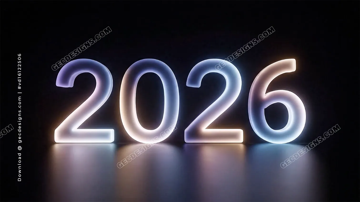 Happy New Year 2026 Video Background with Glowing Neon Numbers and Elegant Dark Celebration Style
