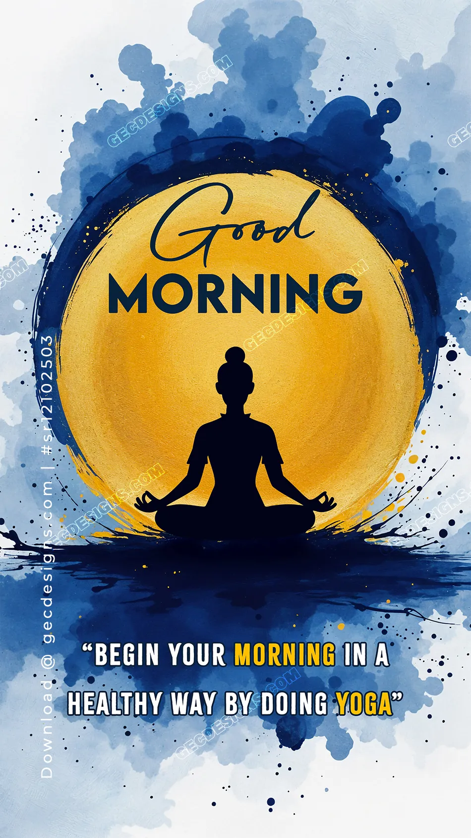 Inspiring Good Morning Video with Yoga Silhouette, Sunrise, and Motivational Quote for a Healthy Start