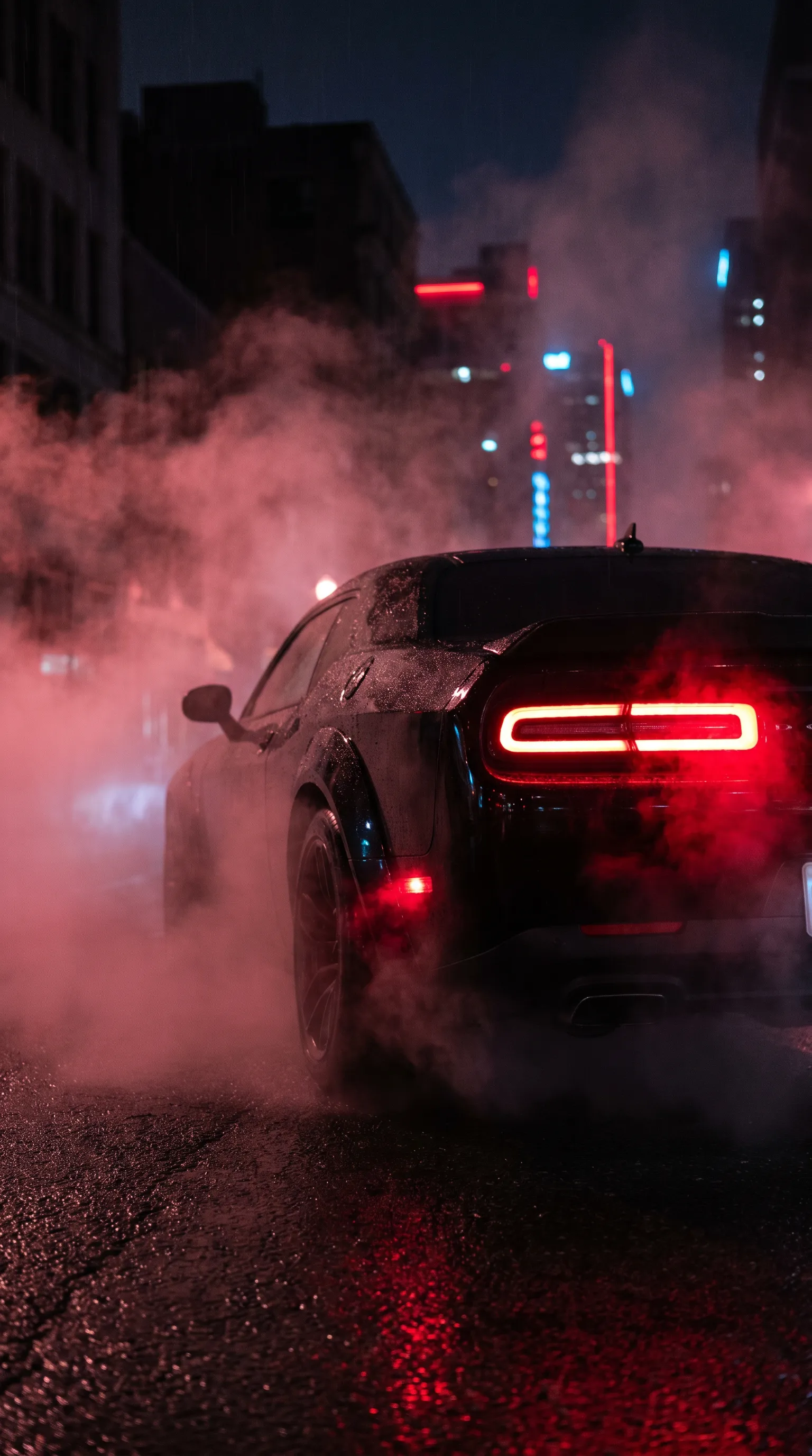iPhone Live Wallpaper HD Video with Black Sports Car in Neon Smoke