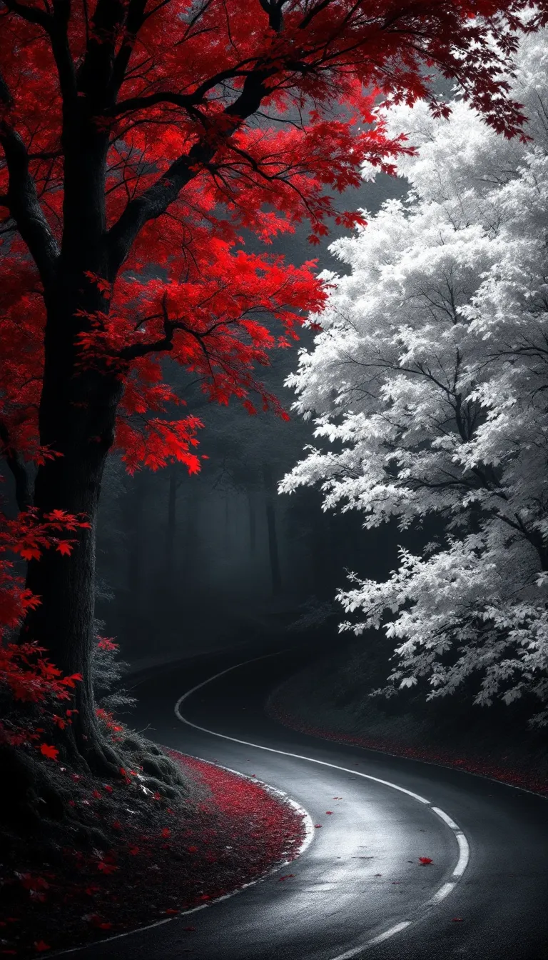 iPhone Live Wallpaper HD Video with Red and White Forest Road