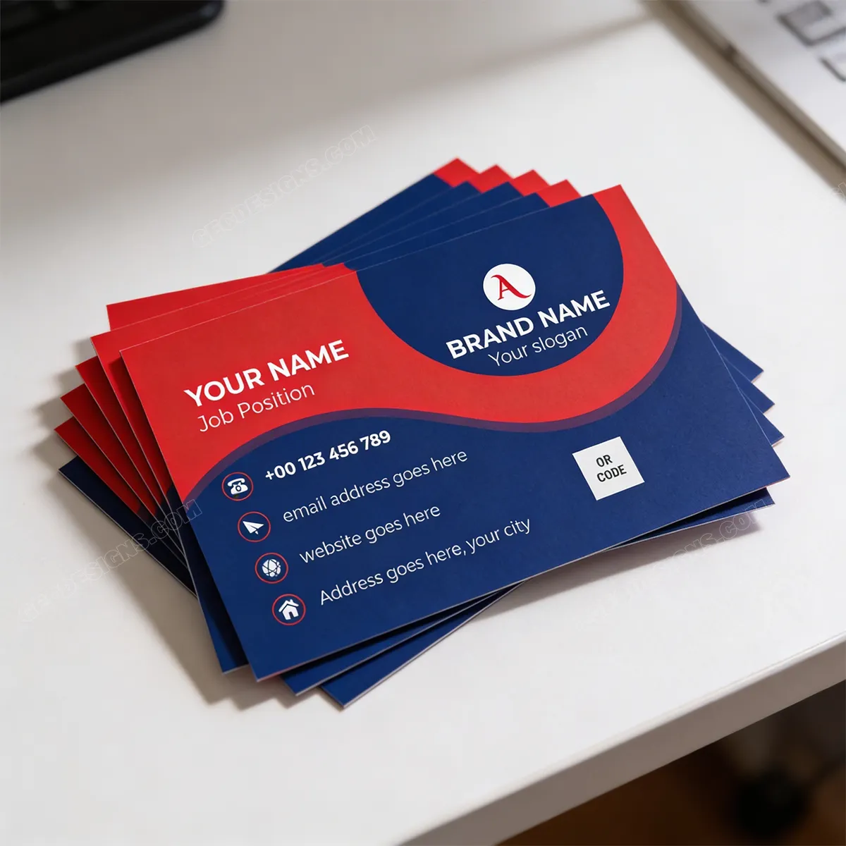 Bold Red And Blue Visiting Card Design For Corporate Professionals Sr28022606 Mockup One