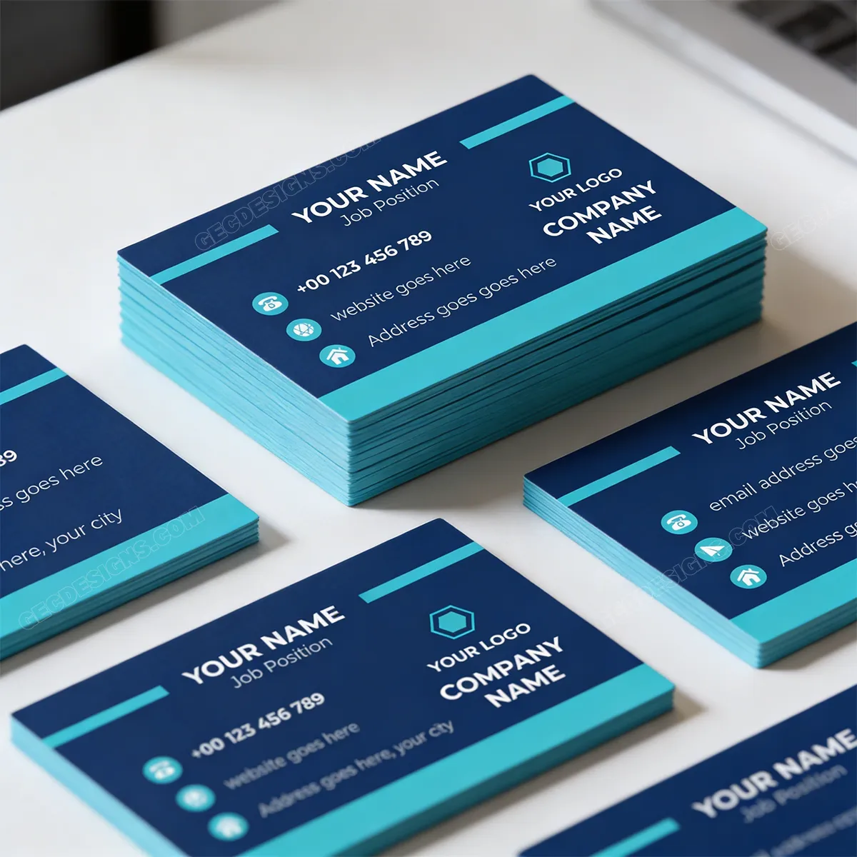Corporate Blue Visiting Card Design For Professional Business Branding Sr28022605 Mockup Two