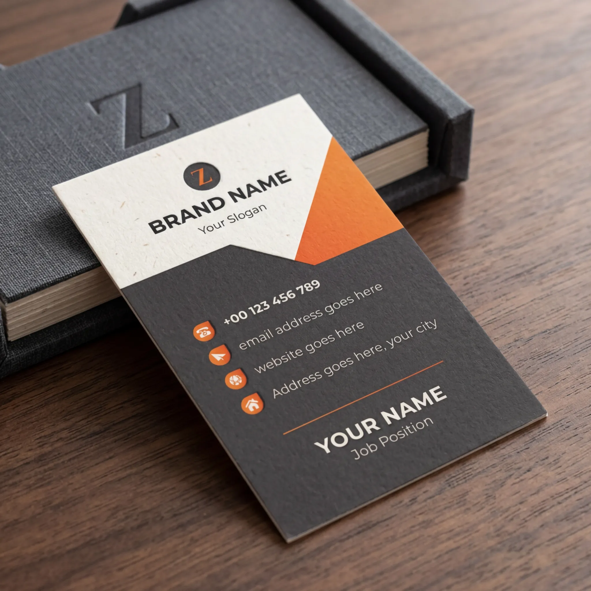 Creative Orange Accent Business Card Template With Modern Corporate Layout And Clean Structure Sr29032615 Mockup Two