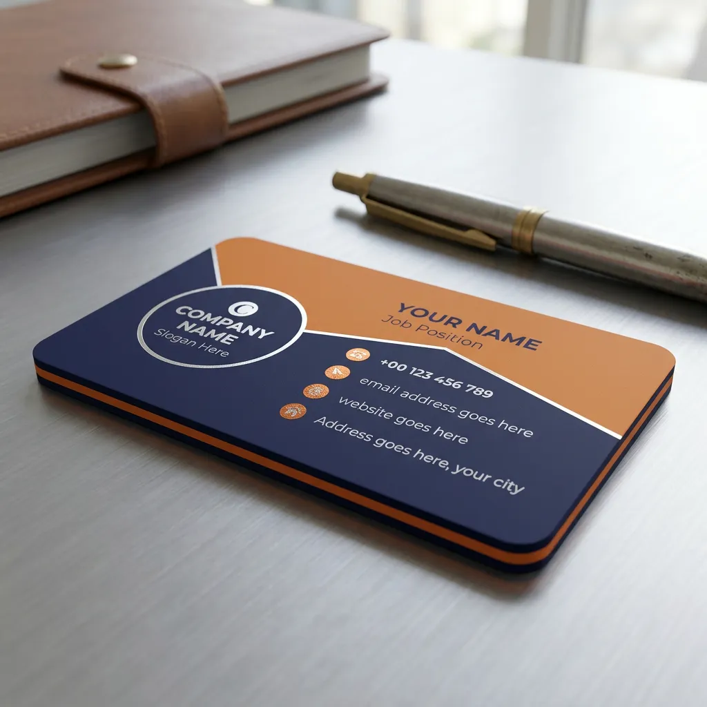 Creative Orange And Navy Corporate Visiting Card Template For Professional Branding Sr29032603 Mockup Two