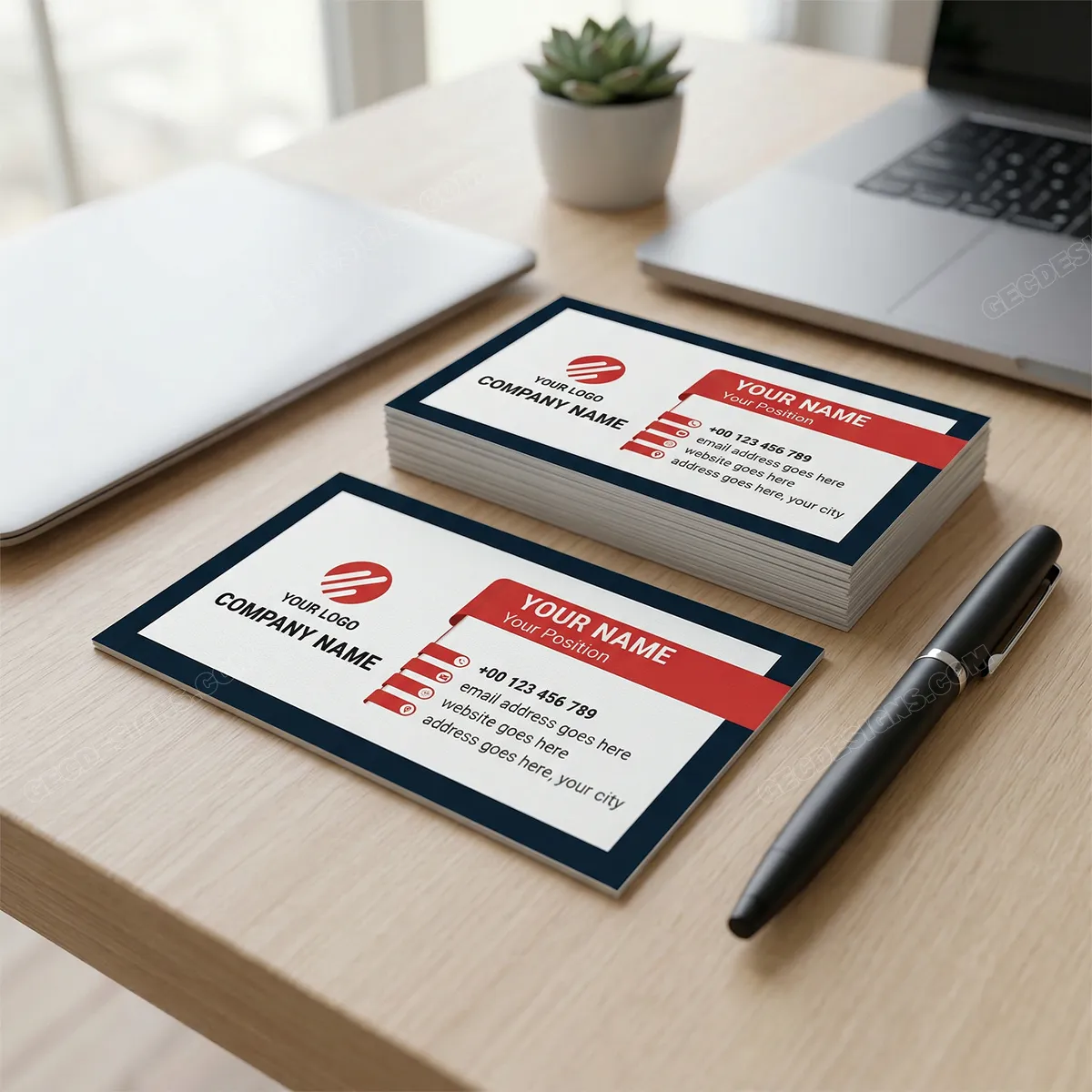 Elegant Business Card Template For Business And Personal Use Mockup Two