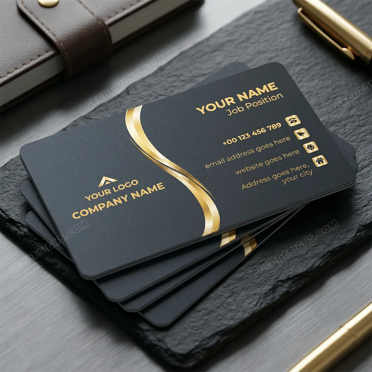 Golden Black Business Card design vector template: Free & Premium ...