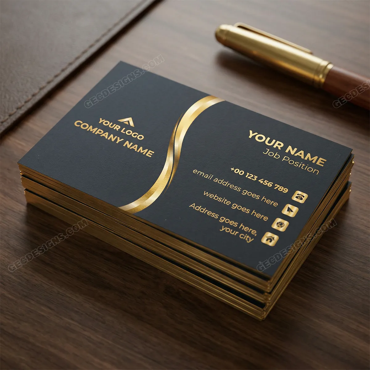 Golden Black Business Card design vector template: Free & Premium ...