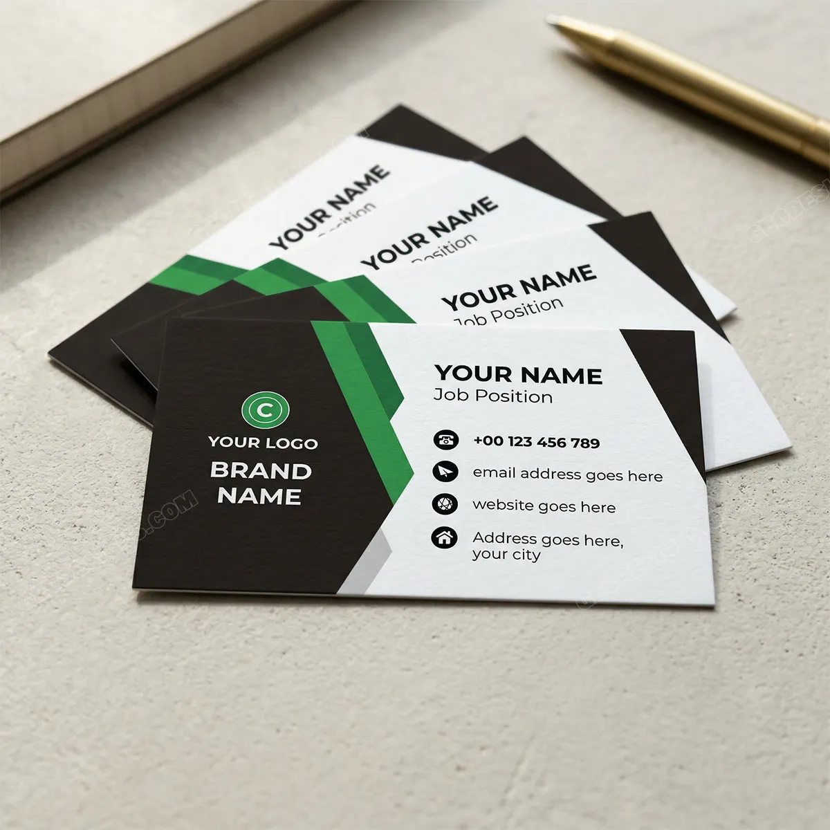 Green And Black Modern Professional Visiting Card Template Sr17062505 Mockup One