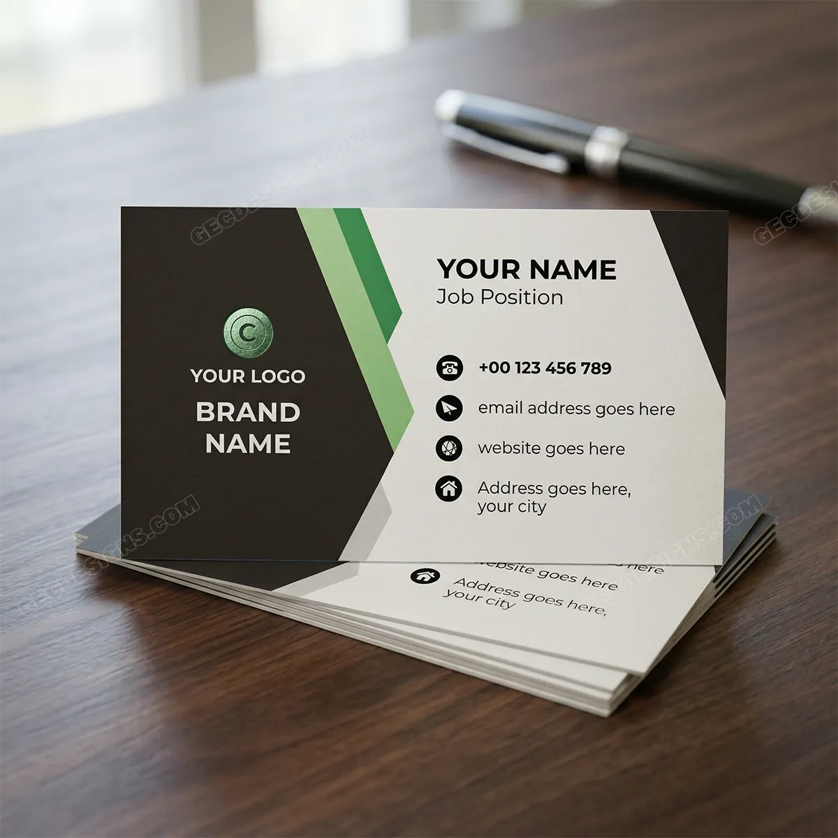 Green And Black Modern Professional Visiting Card Template Sr17062505 Mockup Two