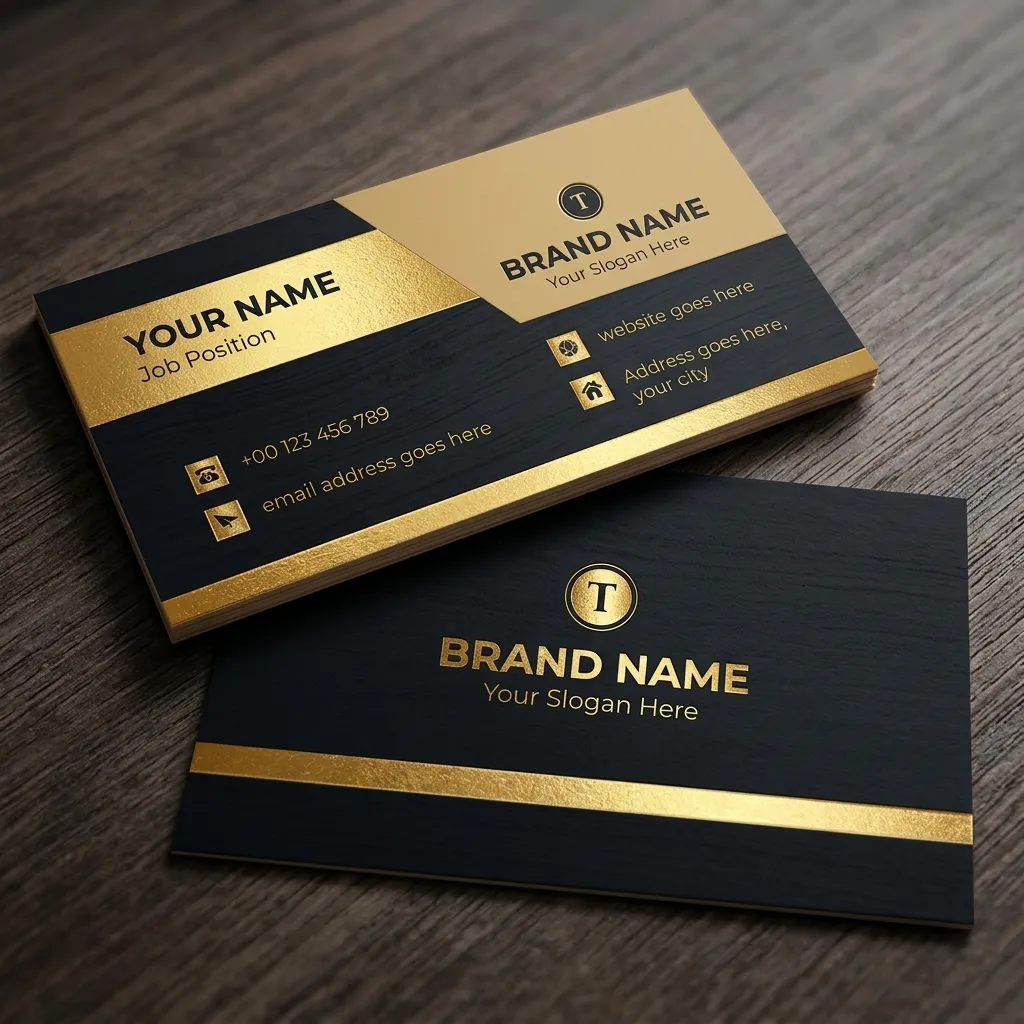 Luxury Gold And Black Corporate Visiting Card Template With Premium Dual Side Business Branding Design Sr29032605 Mockup One