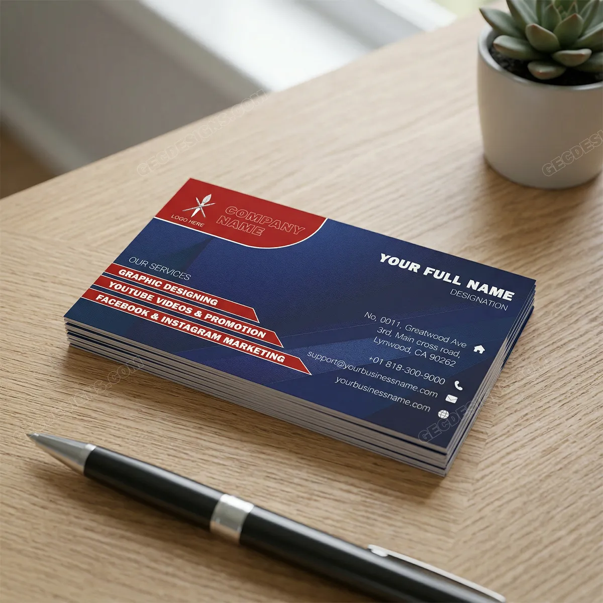Marketing Agency Business Card Design With A Dark Background And Bold Text Sr03082402 Mockup Two