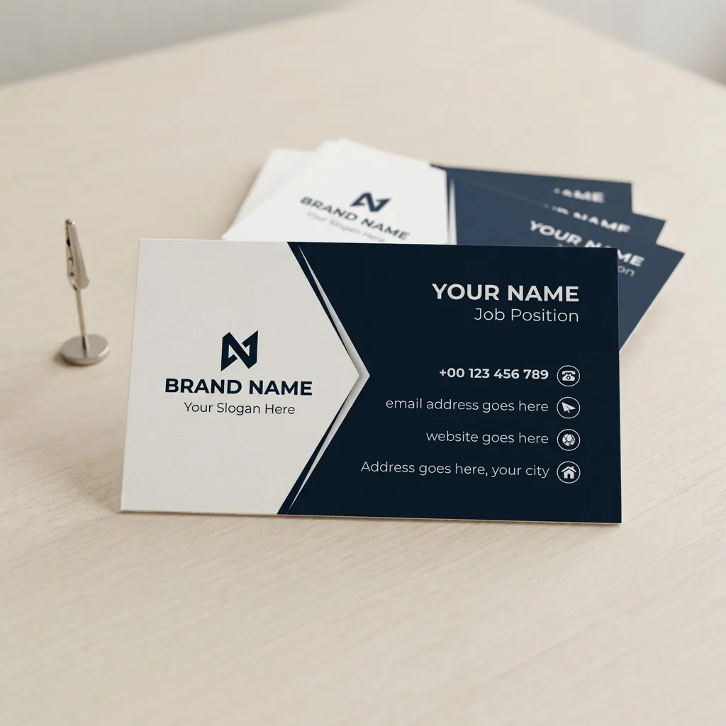 Minimal Corporate Visiting Card Template With Blue And White Modern Branding Layout Sr29032612 Mockup One