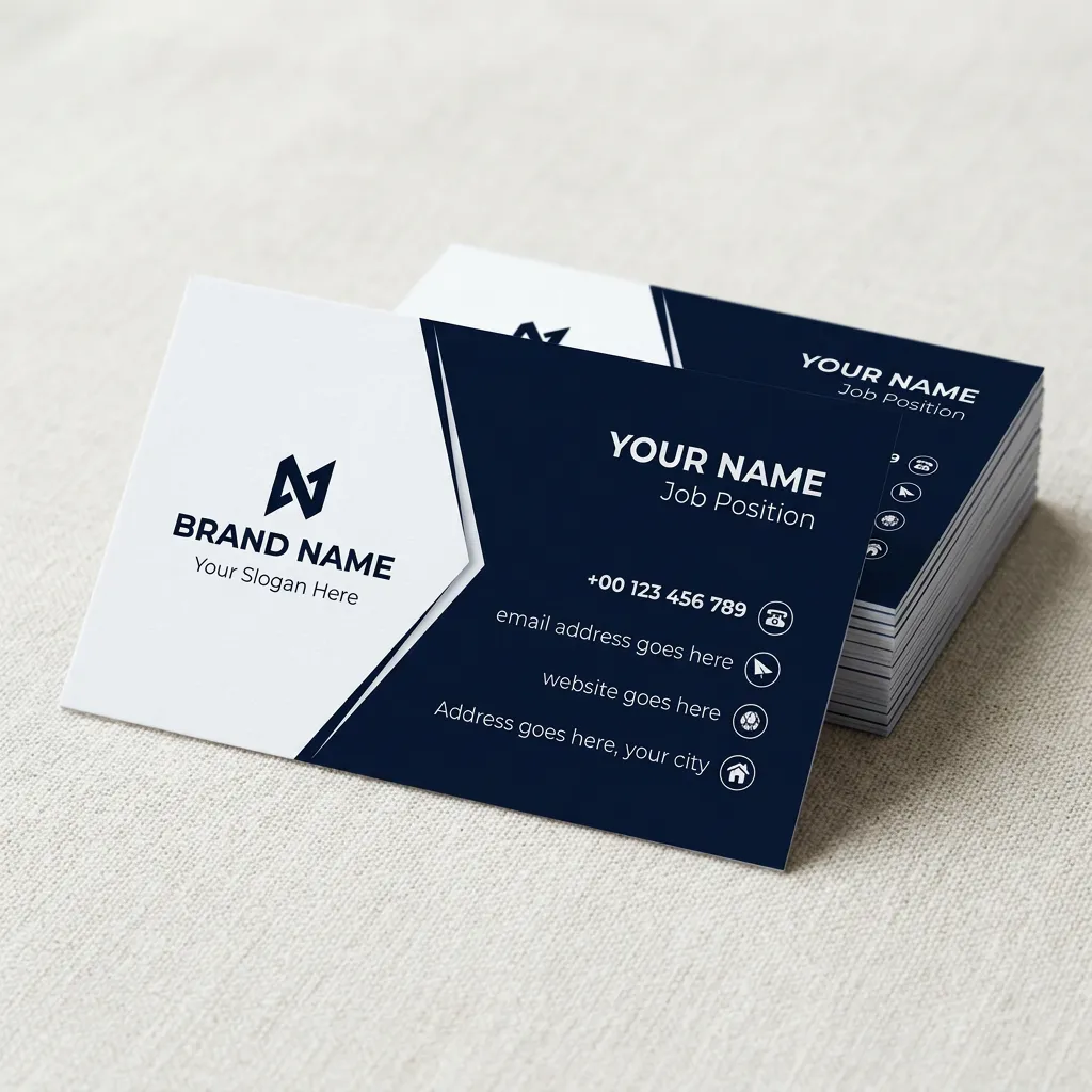 Minimal Corporate Visiting Card Template With Blue And White Modern Branding Layout Sr29032612 Mockup Two