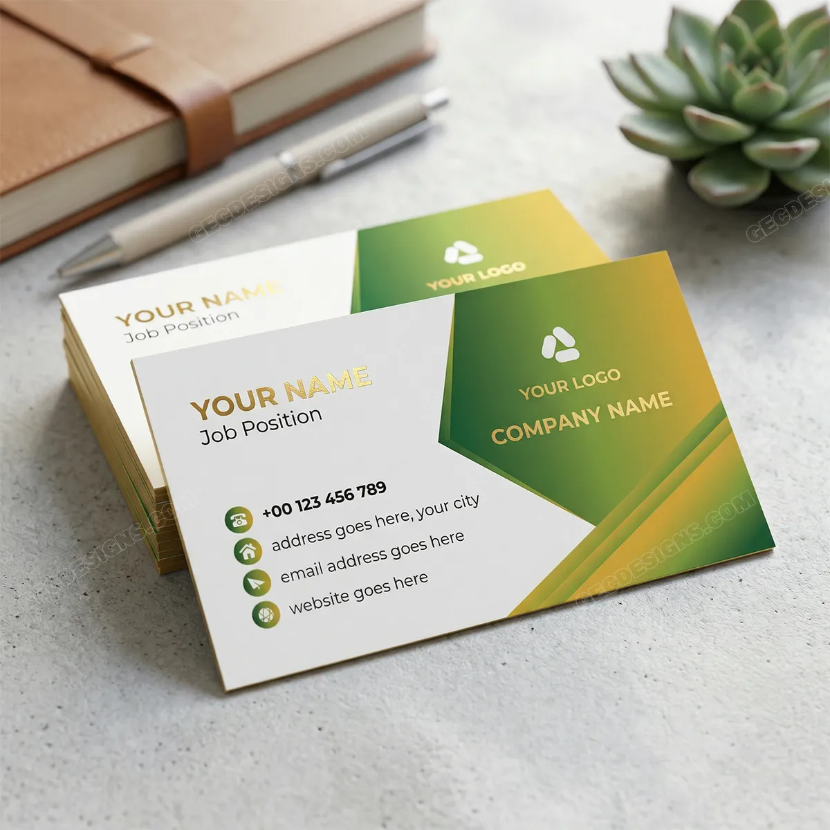 Minimalistic Geometric Business Card Template Mockup One