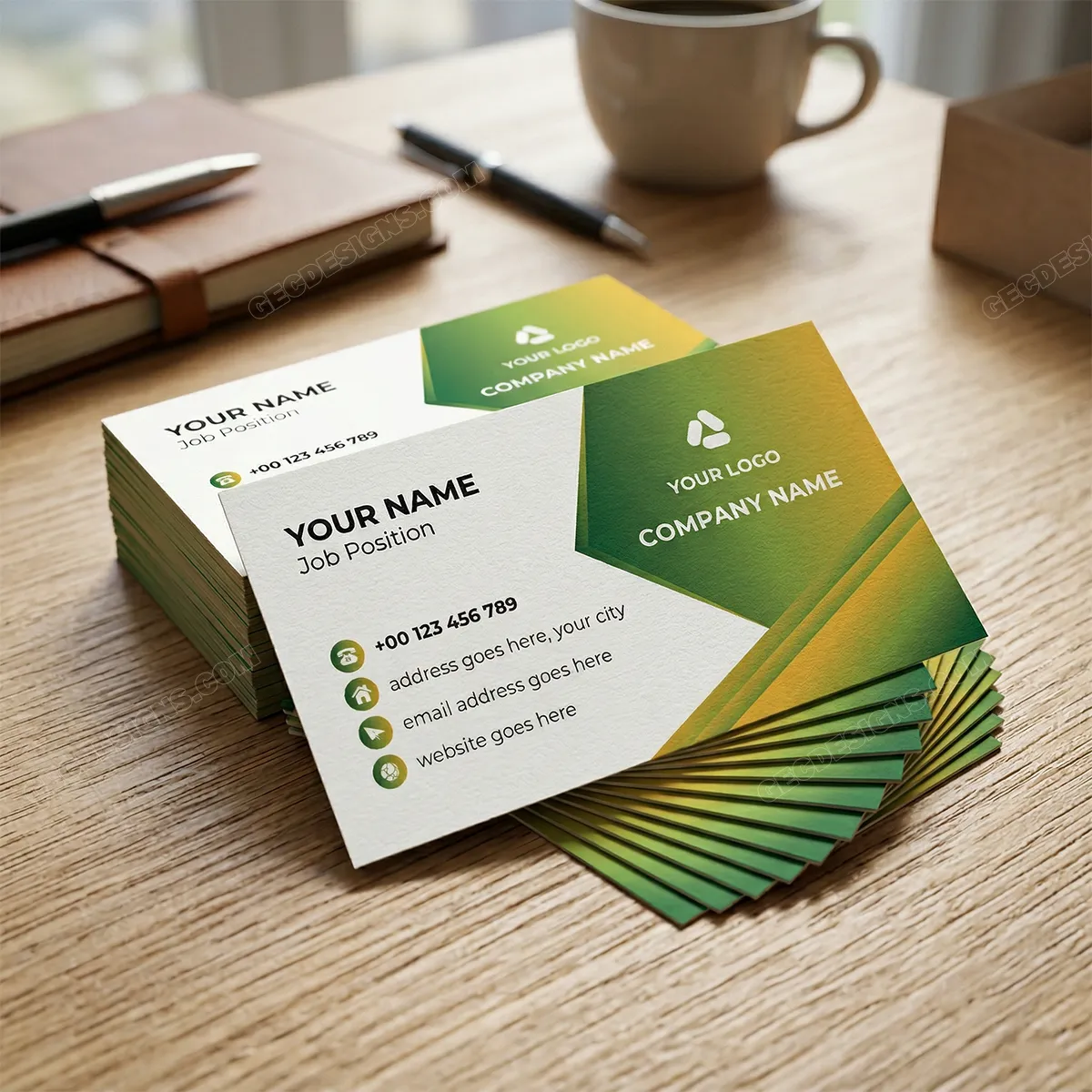 Minimalistic Geometric Business Card Template Mockup Two