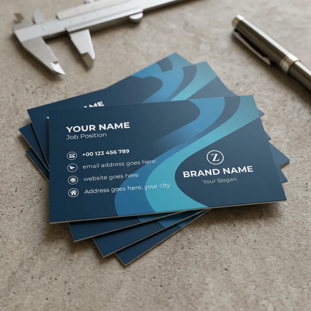 Modern Blue And Teal Corporate Visiting Card Template With Elegant Wave Design For Professional Branding Sr29032609 Mockup Two