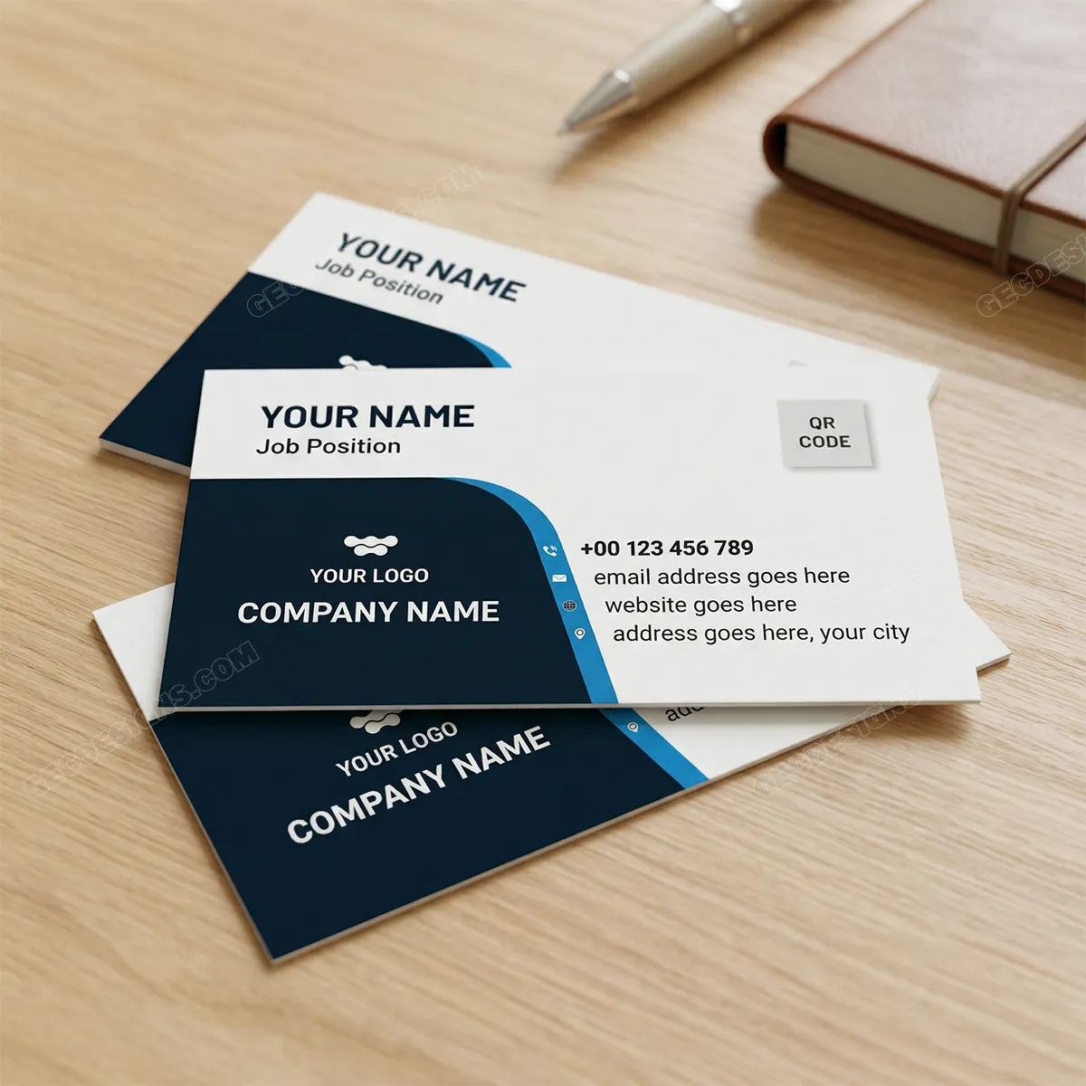 Modern Business Visiting Card Black And Blue Business Card Design Sr09092401 Mockup One