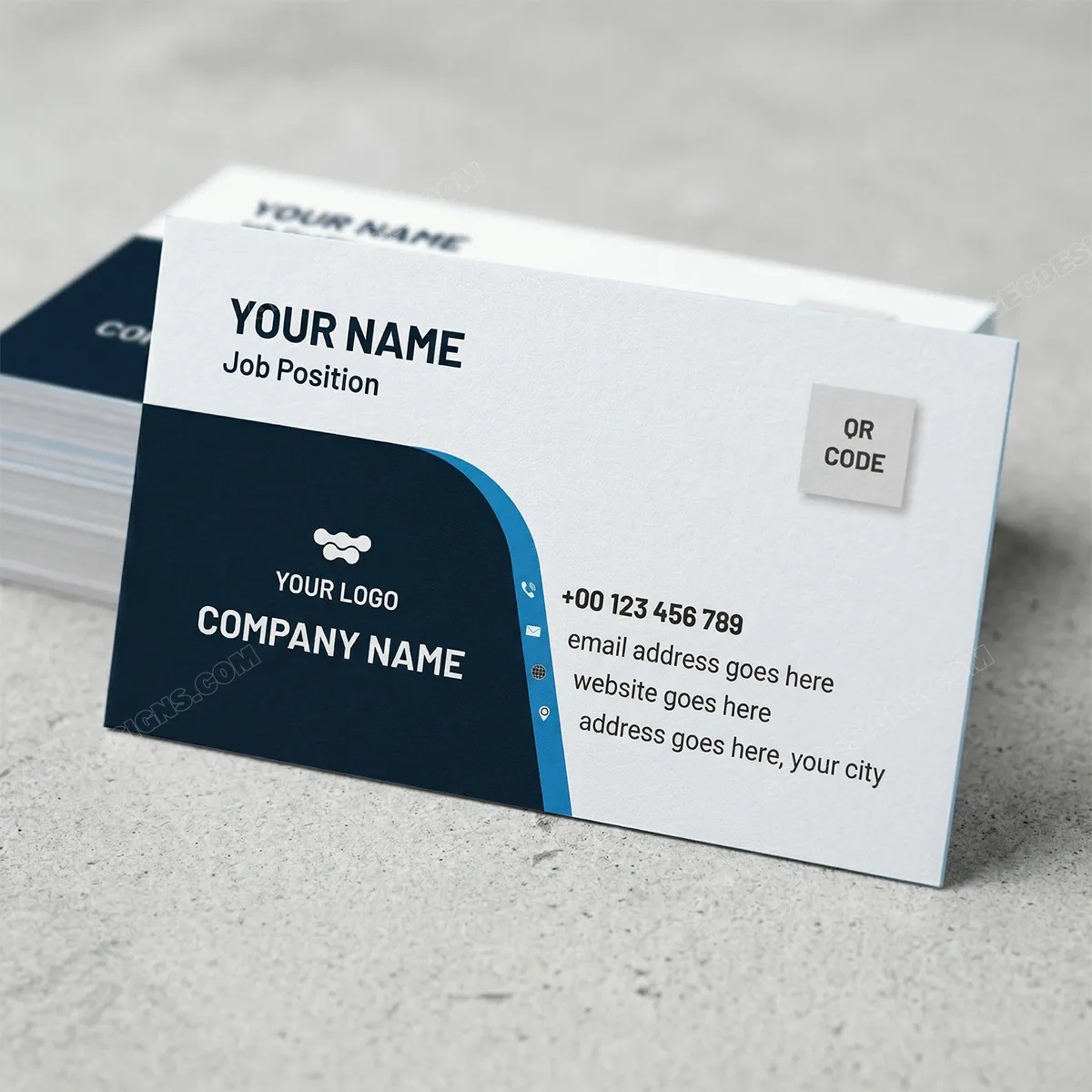 Modern Business Visiting Card Black And Blue Business Card Design Sr09092401 Mockup Two