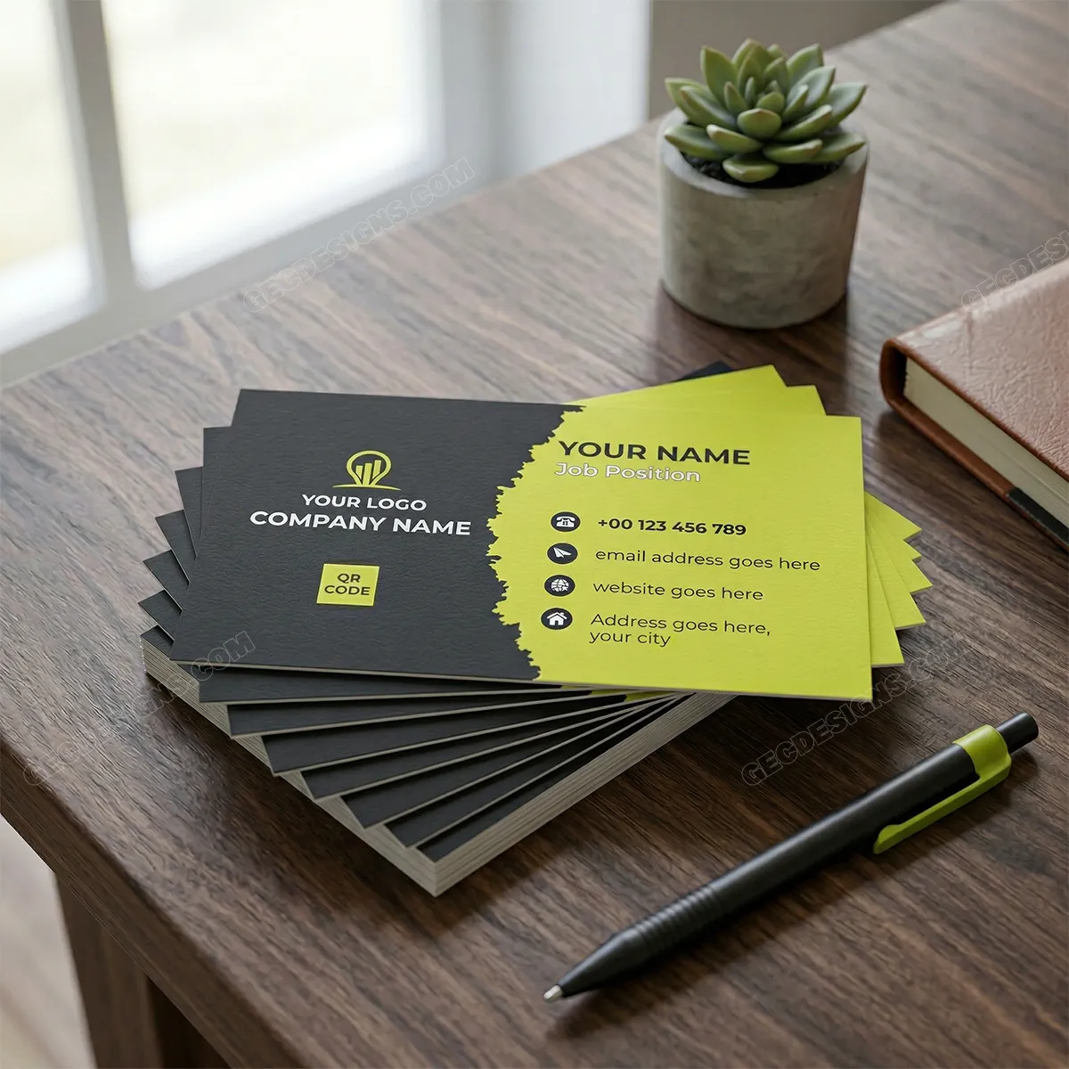 Modern creative business visiting card design with QR code layout