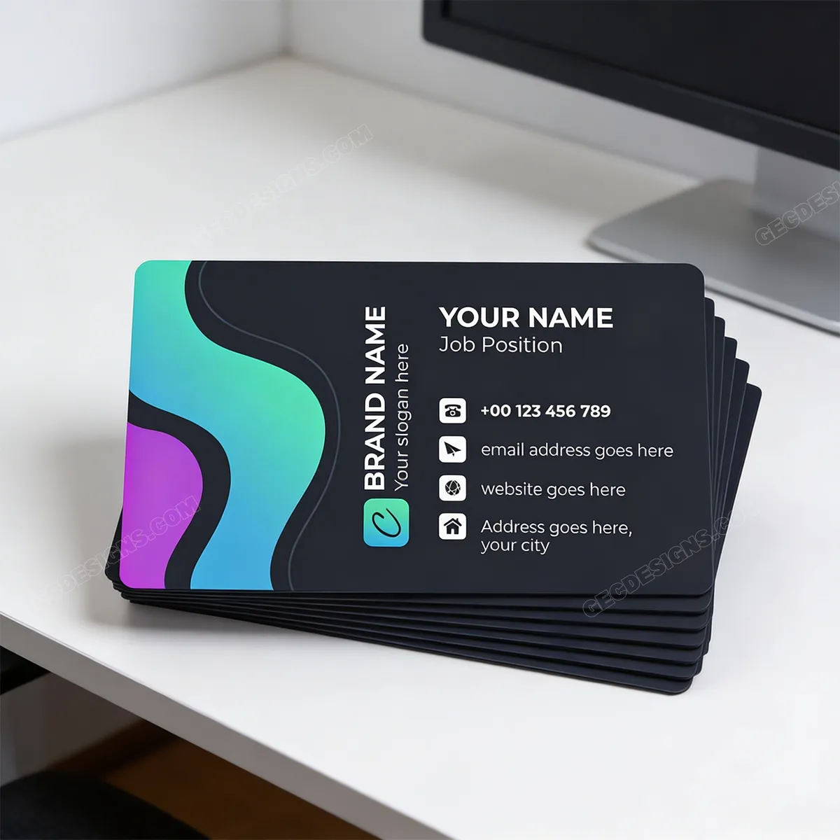 Modern Gradient Visiting Card Design For Creative And Tech Professionals Sr28022603 Mockup One