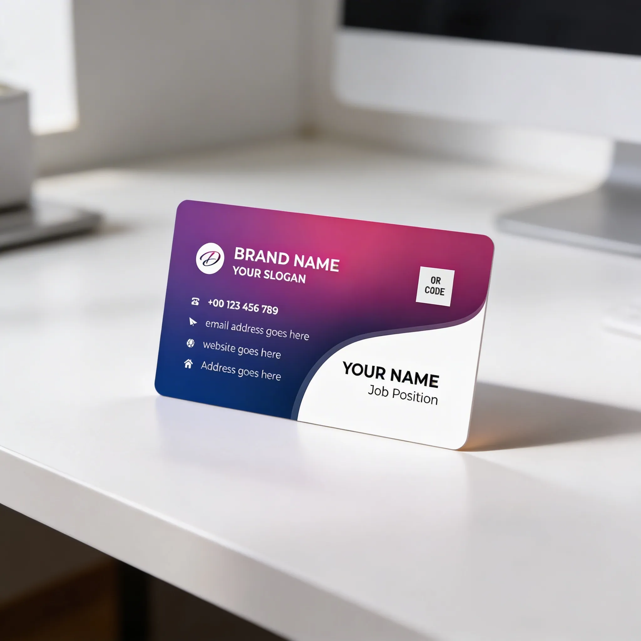 Modern Gradient Visiting Card Design in Pink and Purple Theme for Creative Professionals Mockup One