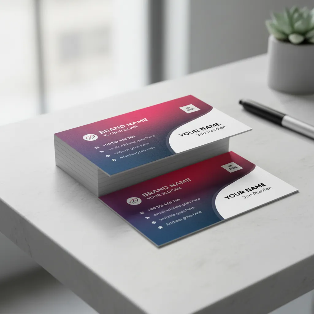 Modern Gradient Visiting Card Design in Pink and Purple Theme for Creative Professionals Mockup Two