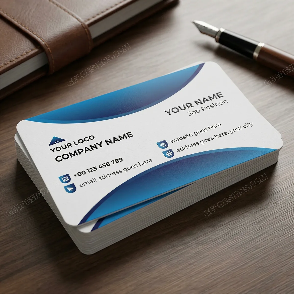 Modern Minimalist Vector Business Card Template Mockup Two