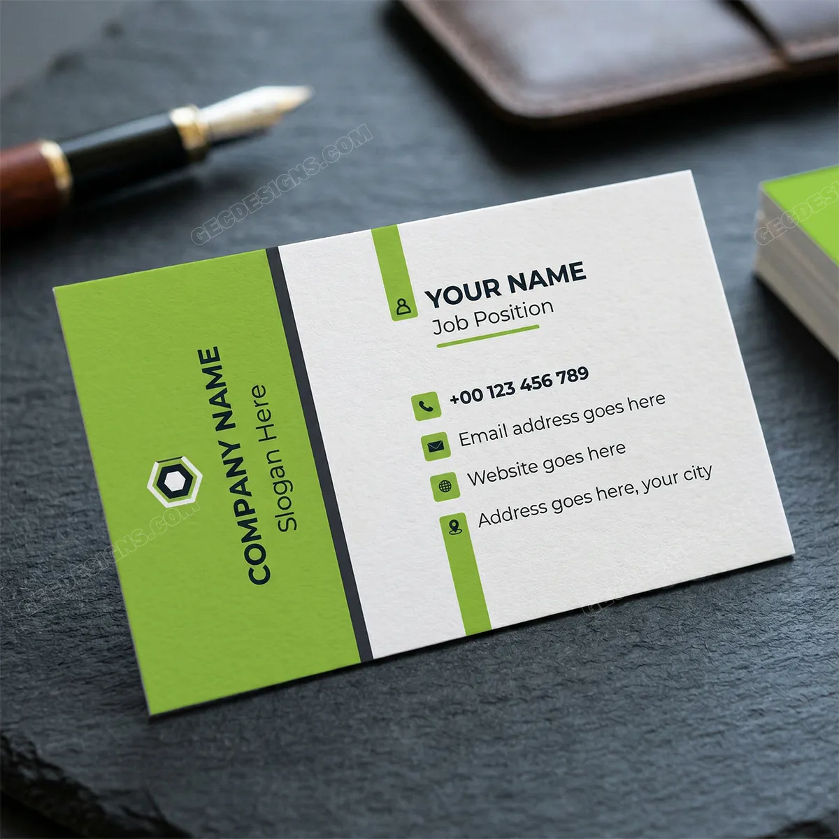 Modern Neon Green Business Card Template For Professionals Sr14072501 Mockup One