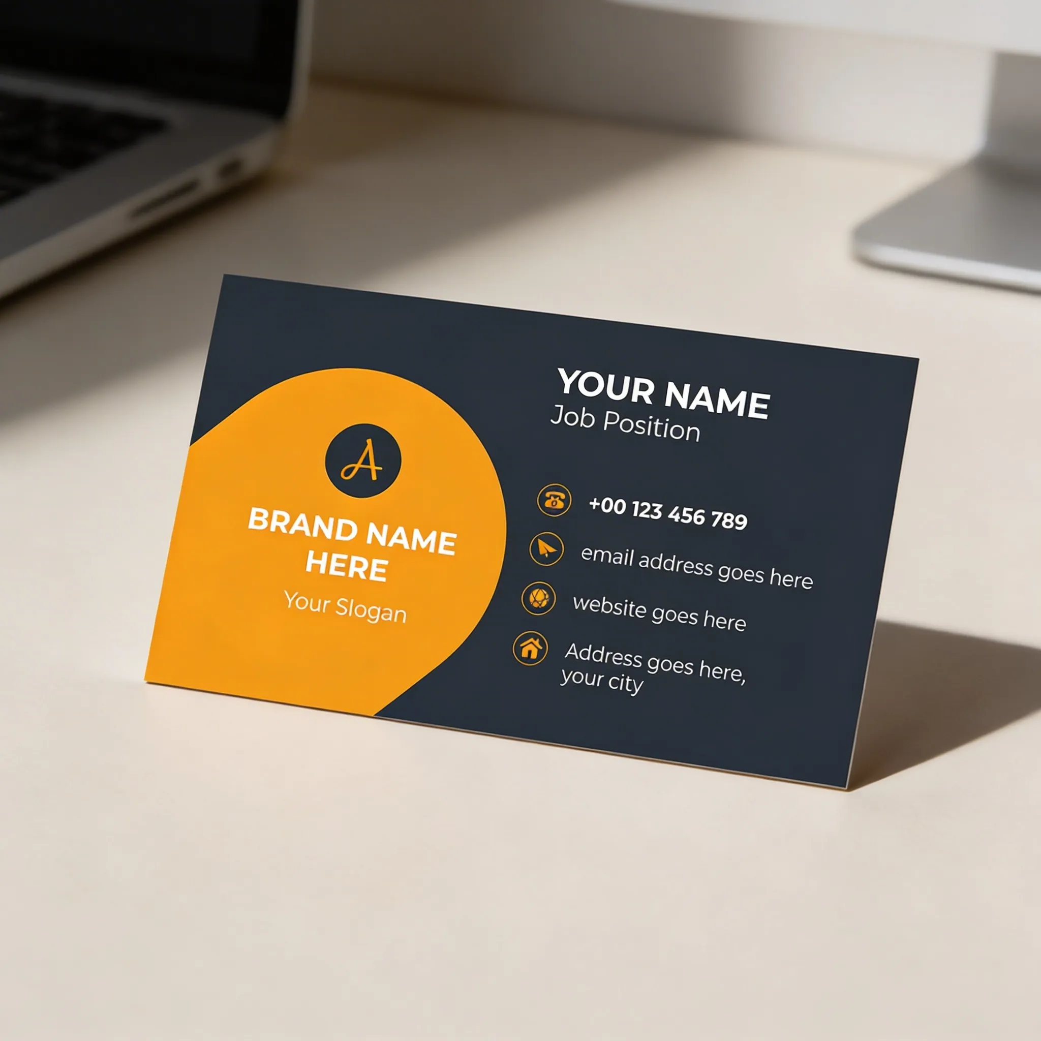 Modern Orange and Charcoal Visiting Card Design for Professionals Mockup Two