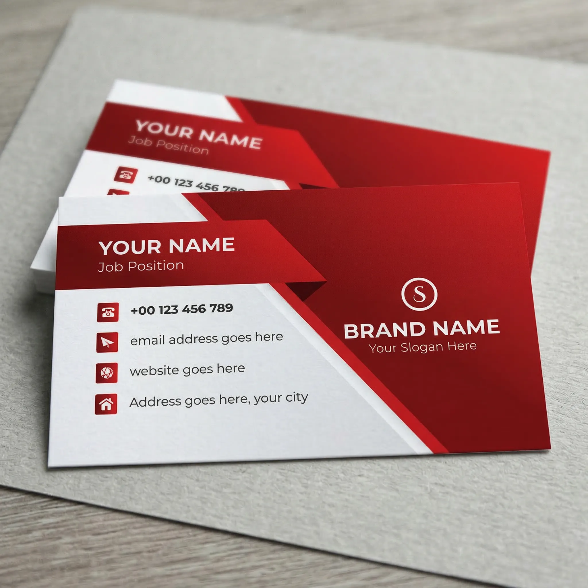 Modern Red Corporate Visiting Card Template For Professional Business Branding Sr12032602 Mockup One
