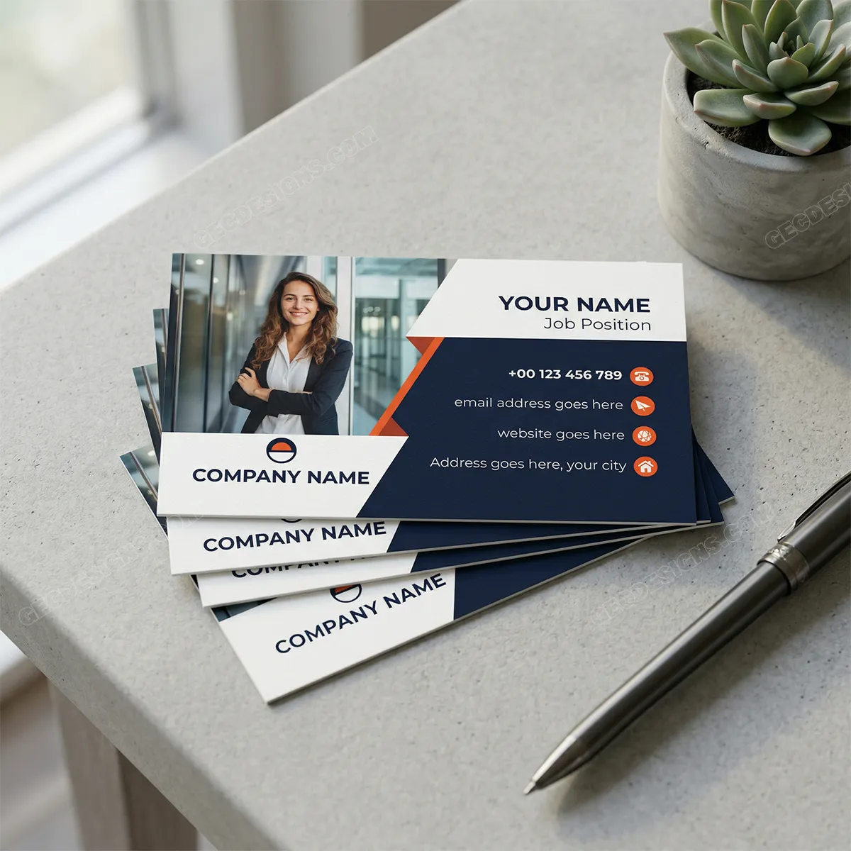 Modern visiting card design with a background image