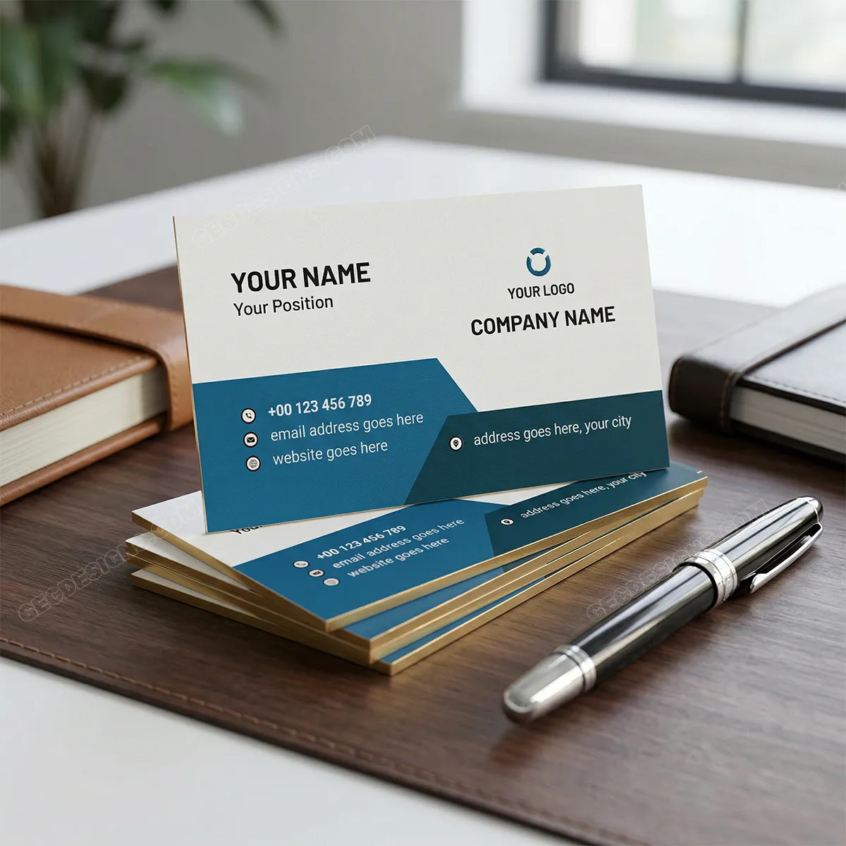 Neat And Tidy Business Card Template Mockup Two
