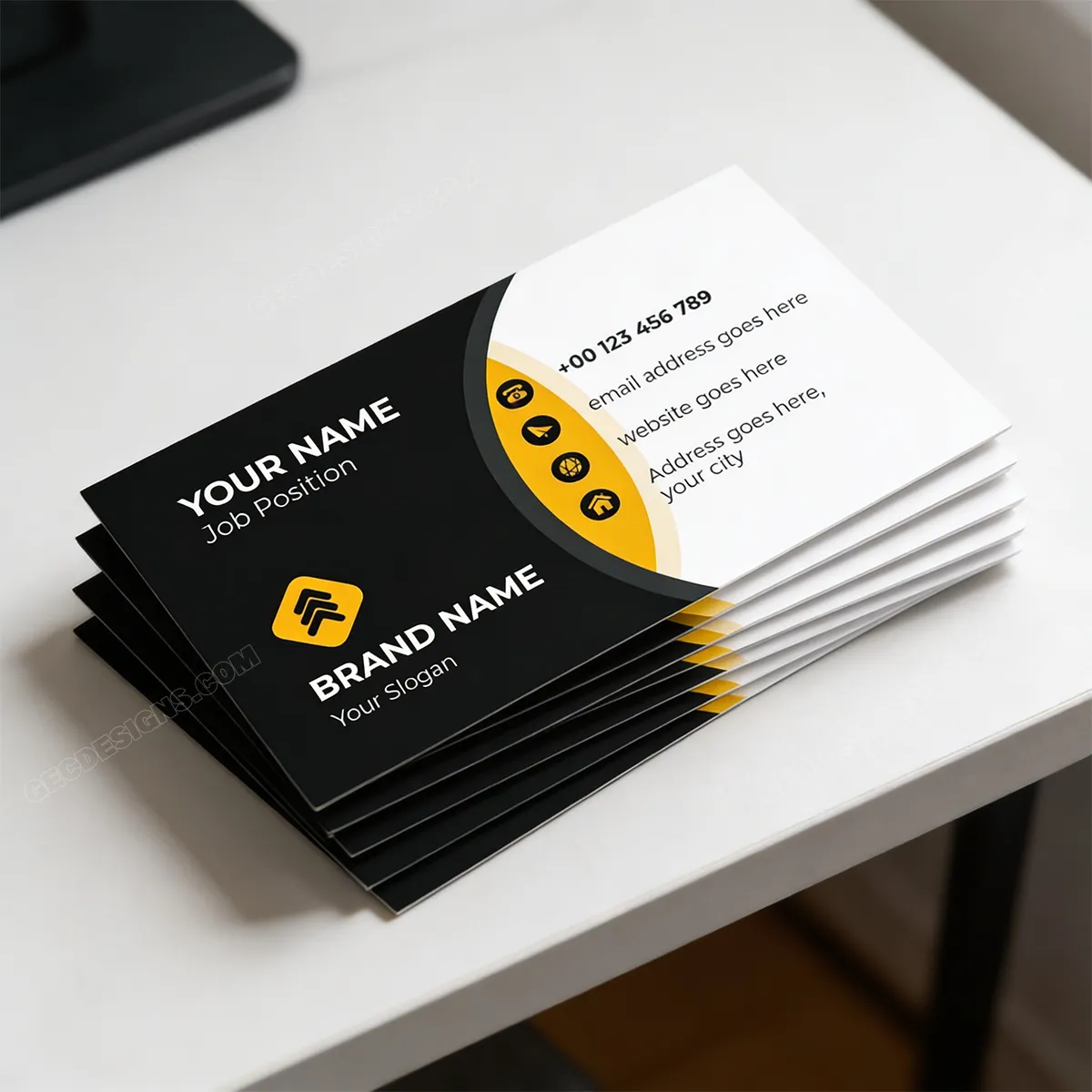 Premium Black And Gold Visiting Card Design For Corporate Professionals Sr28022602 Mockup One