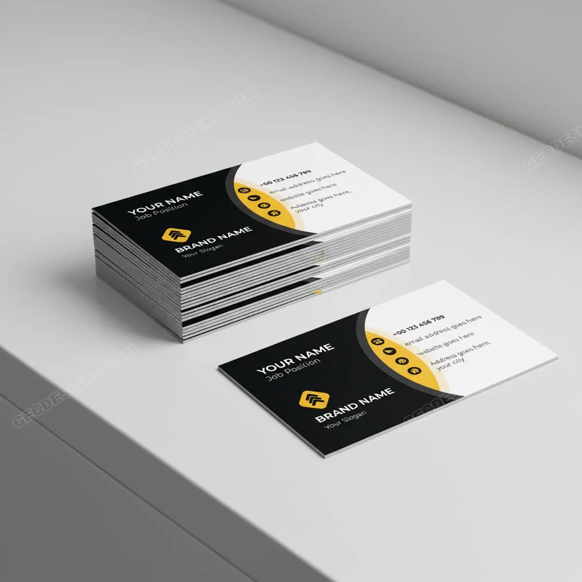 Premium Black And Gold Visiting Card Design For Corporate Professionals Sr28022602 Mockup Two