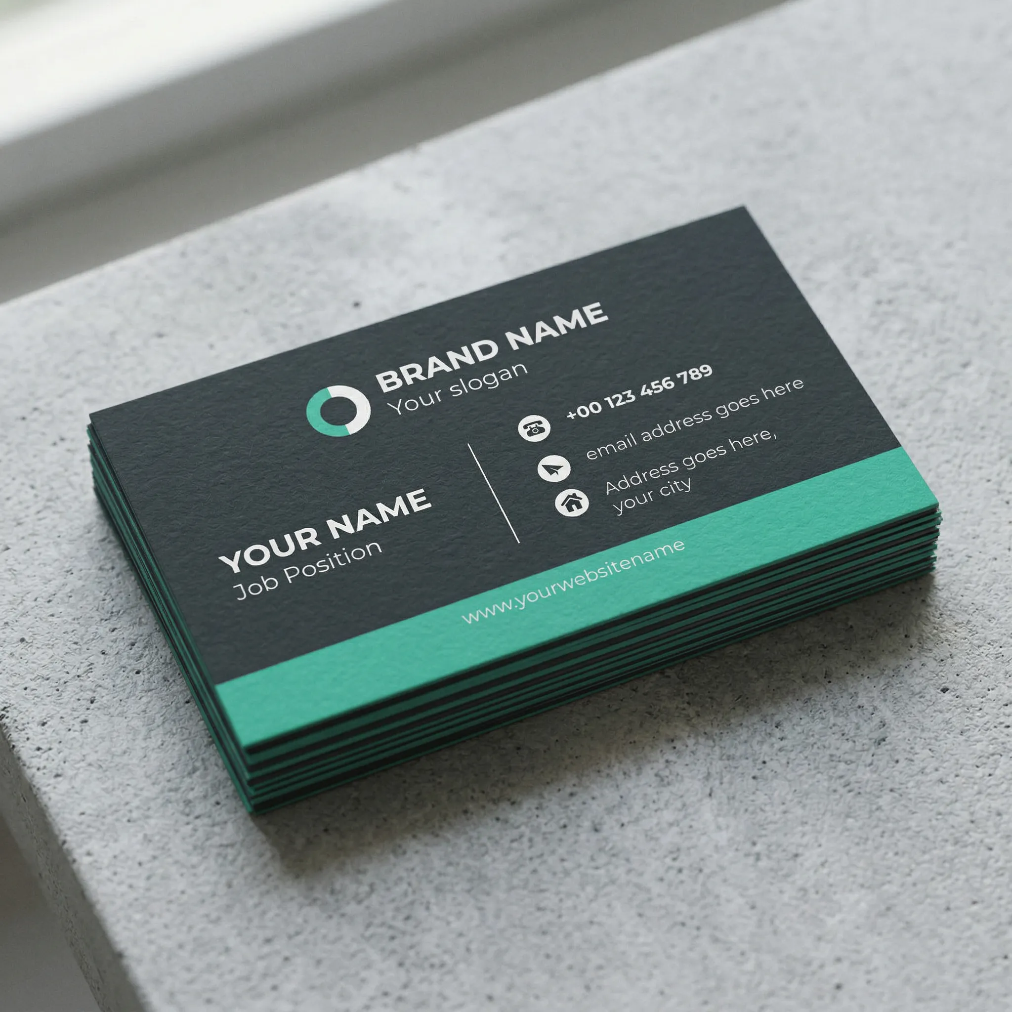 Premium Minimal Green Visiting Card Design Template For Corporate Branding Sr05032609 Mockup One