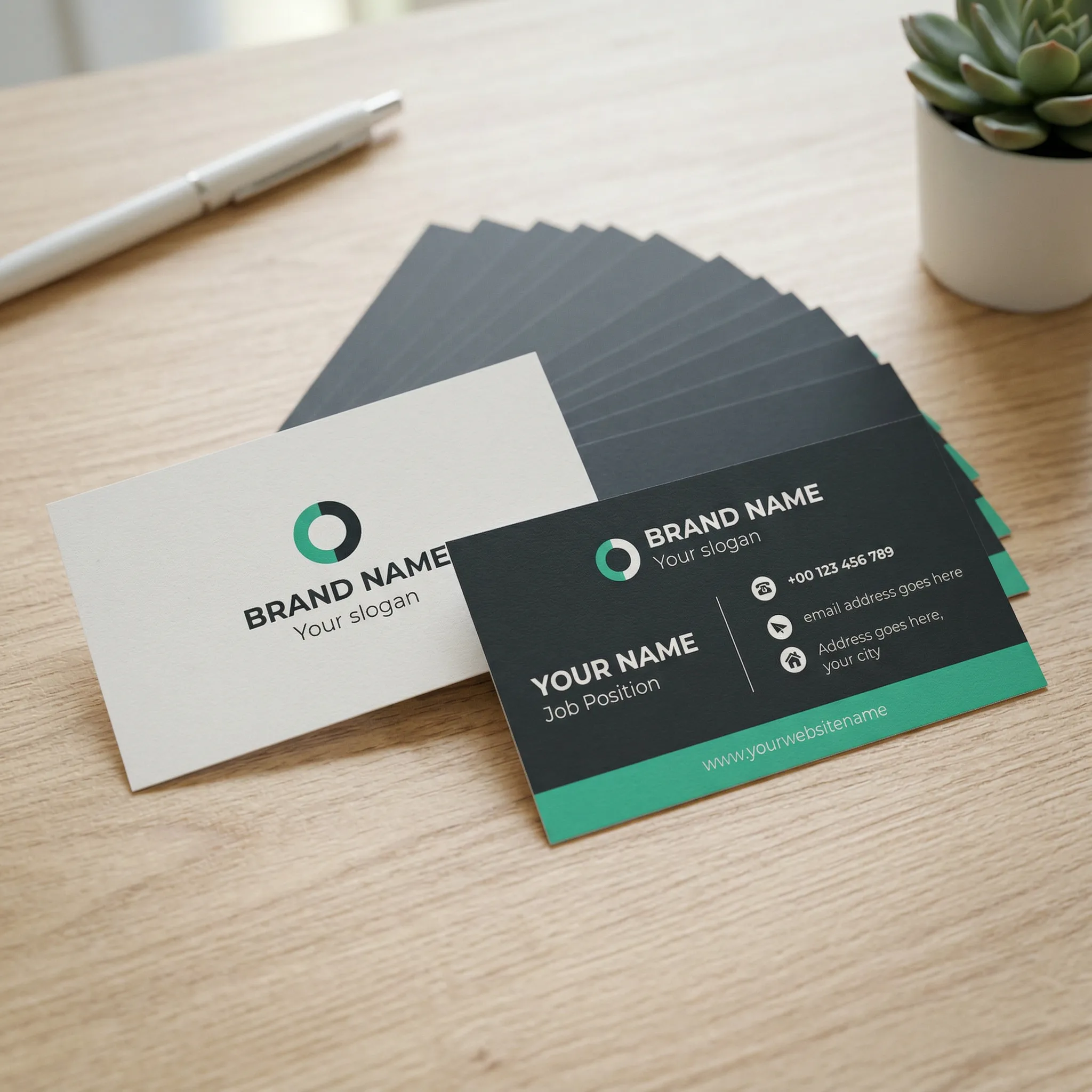 Premium Minimal Green Visiting Card Design Template For Corporate Branding Sr05032609 Mockup Two