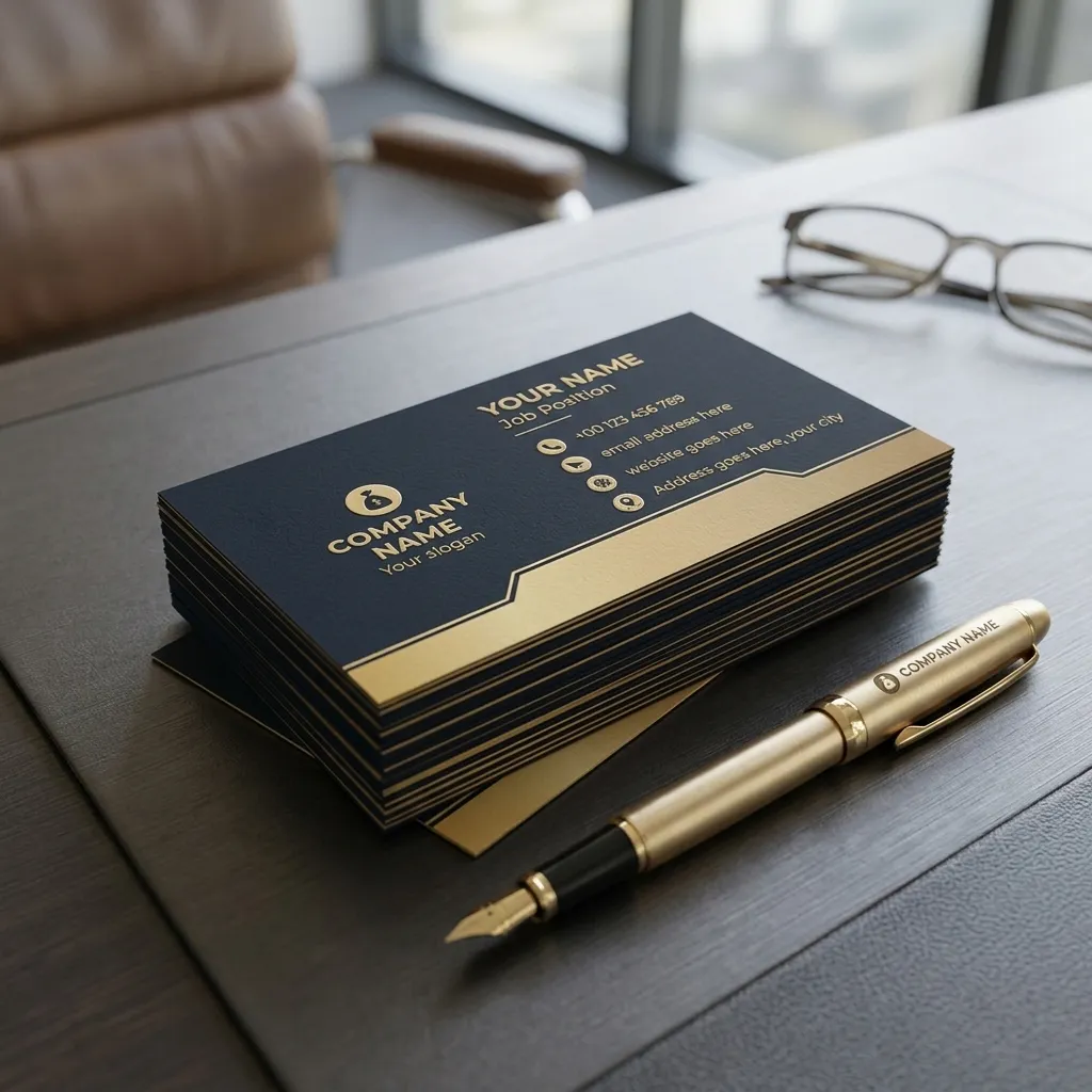 Print ready gold visiting card template for brands mockup one