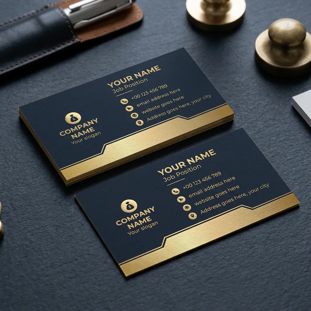 Print ready gold visiting card template for premium brands