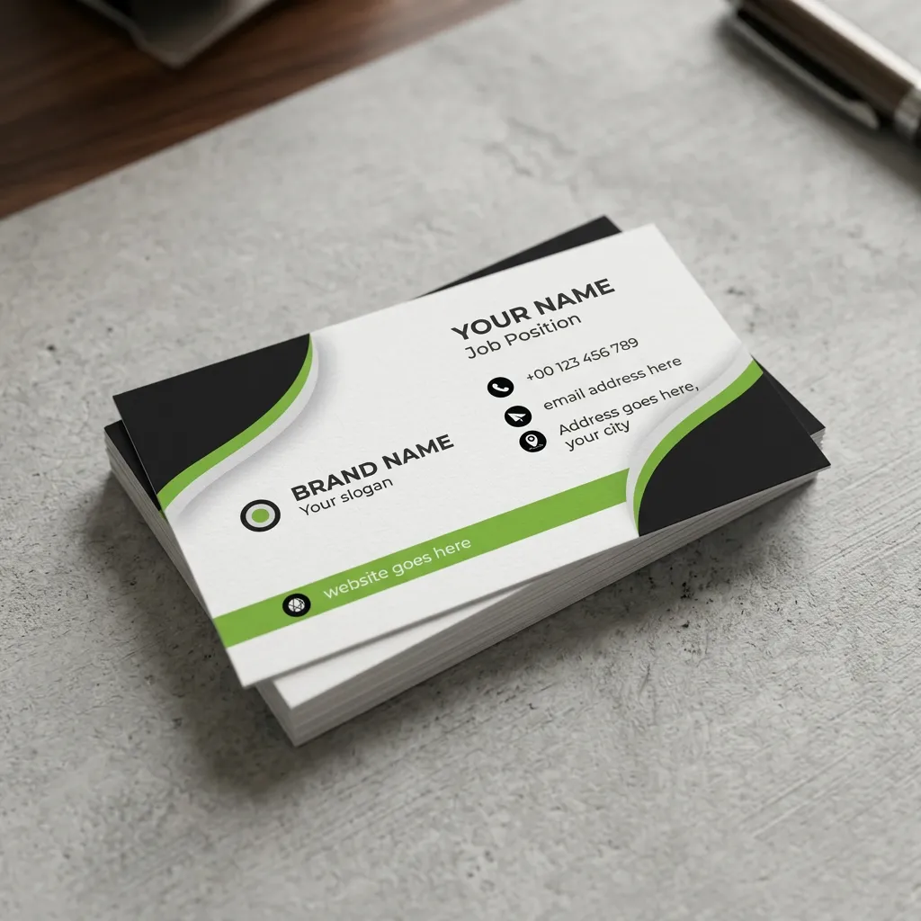 Print ready green and black business card template for professionals