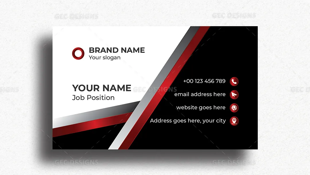 Print Ready Red Black Business Card Template for Professionals