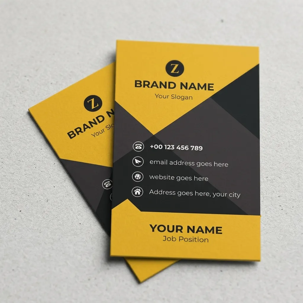Professional Black And Yellow Business Card Template With Modern Corporate Layout Sr29032611 Mockup One
