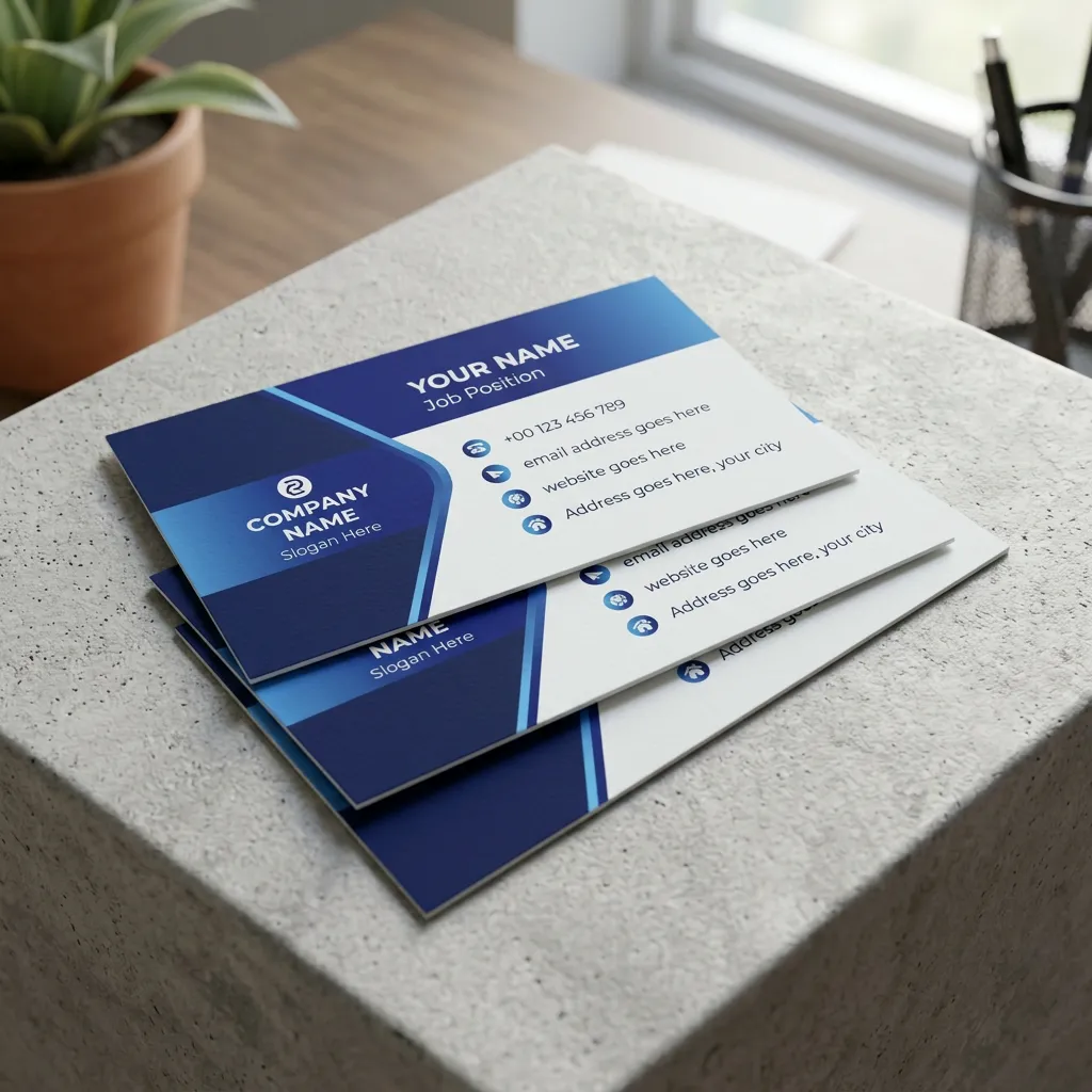 Professional Blue Business Card Design Template With Corporate Layout Sr29032602 Mockup One