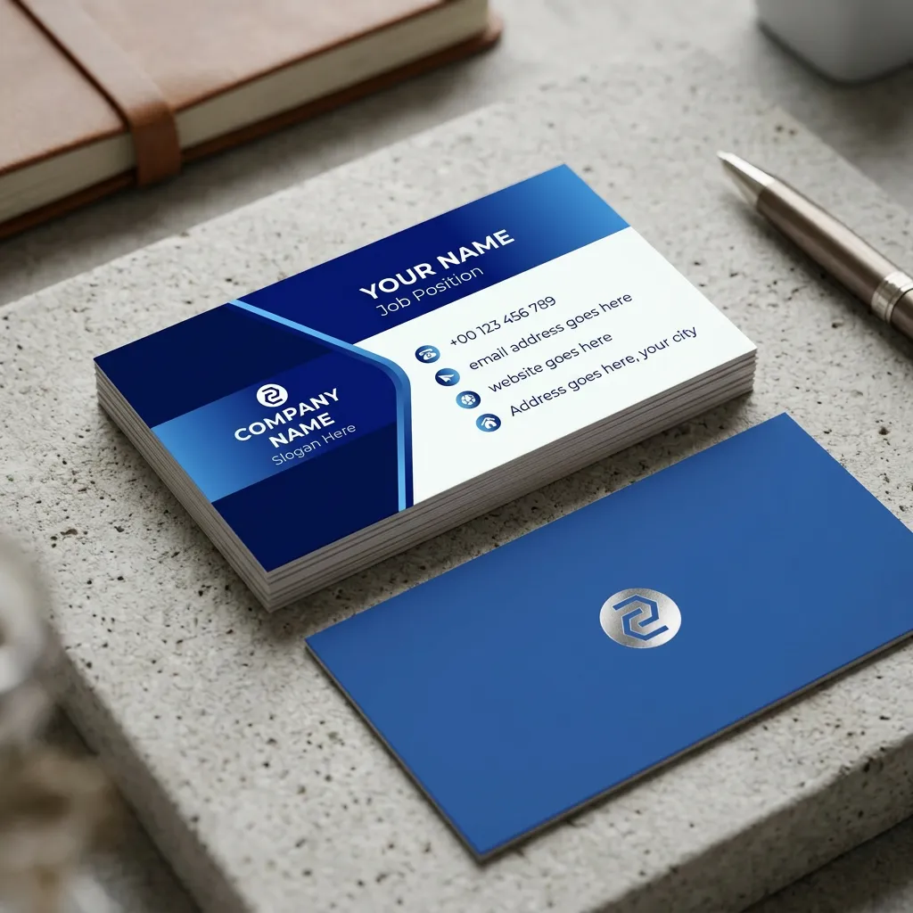 Professional Blue Business Card Design Template With Corporate Layout Sr29032602 Mockup Two